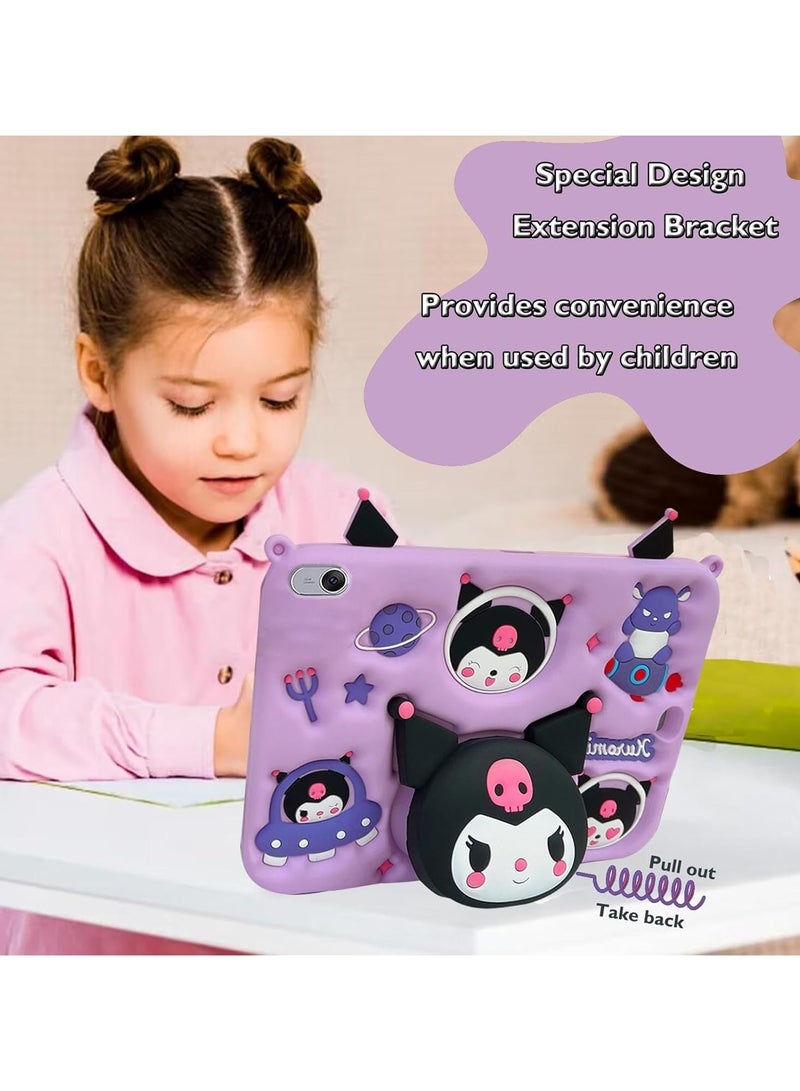 Kids Case Compatible with Huawei MatePad 11.5 S 2024 Tablet, Shockproof Silicone Protective Cover with Stand, Shoulder Strap, Purple - Image 4